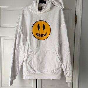 DREW White Hoodie with Yellow Smiley